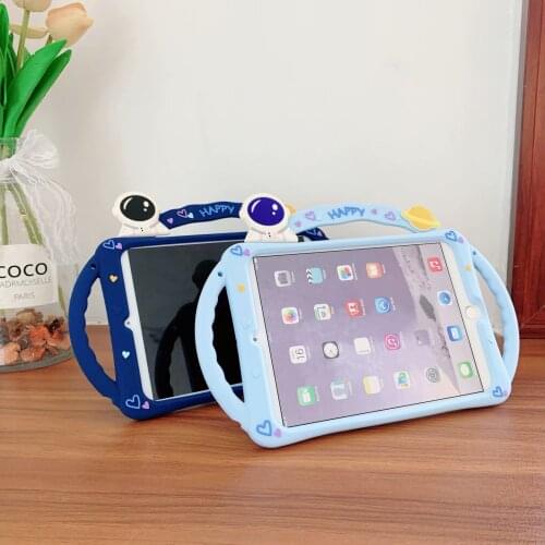 Kids Cover for IPad 7th 8th 10.2 6th 9.7 2018 2017 Pro 10.5 11 Air 1 2 3 4 Tablet Case Silicon Stand Cartoon Shell Funda + Strap