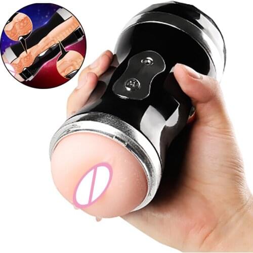 Double Hole Oral 3D Deep Throat Artificial Vagina Vibrating Male Masturbator Cup With l Pussy Masturbator Sex Toy