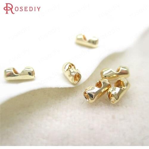 F503)20 pieces Fit 1.5-2mm Ball Chain 24K Champagne Gold Color Brass Ball Beads Chain Connect Clasps Findings Accessories