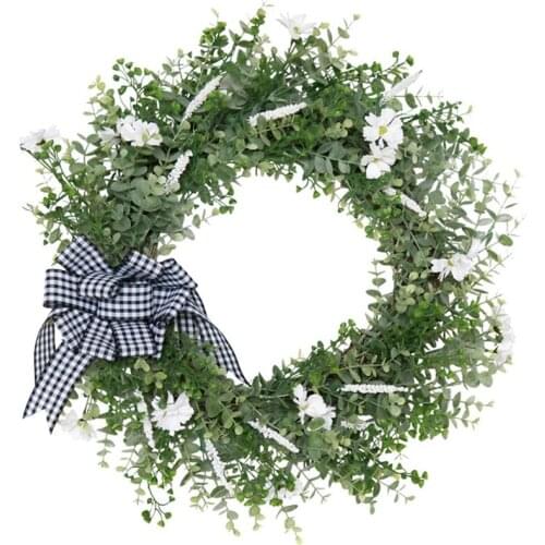 Artificial Eucalyptus Wreath, Spring Summer Greenery Wreath For Front Door Wall Window Wedding Party Home Decor