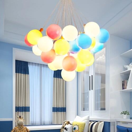 Kobuc Romantic Boys Girls Room Balloon Pendant Light 7/9/17/19/37 Light Cable Hanging Lamp for Bedroom Theme Restaurant E27