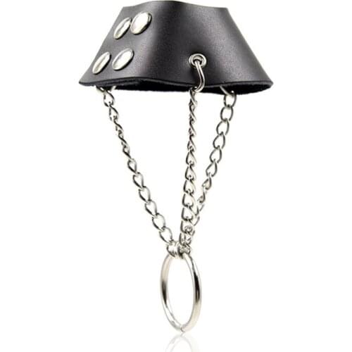 Real Leather Penis Rings Sleeves Parachute Cockring Ball Cock Ring Cage S&M Sex Toy Products for Couple Men Male Chastity Belt