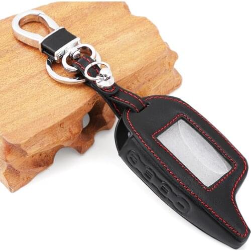 M7 Leather Key Case for Russian Version Scher-Khan Magicar 7 9 Lcd Remote Control Key Fob Keychain,Scher Khan M7 M9