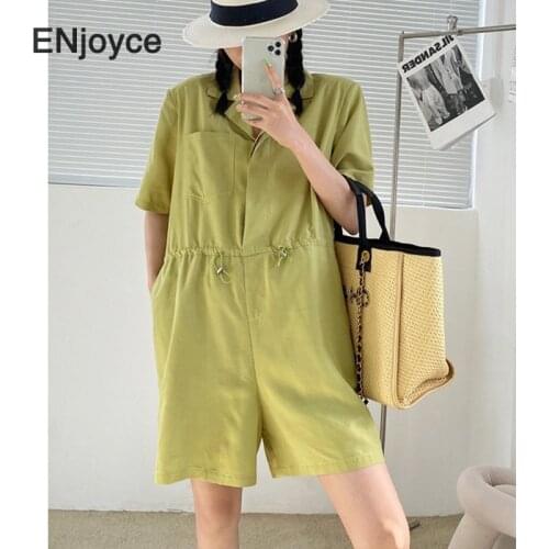 Summer Vintage Black Drawstring Jumpsuit Shorts Women High Waist Roped Rompers Jump Suits Casual Overalls Wide Leg Playsuits