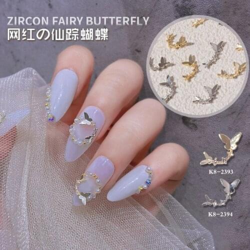 5PCS/PACK Butterfly Ornament Zircon Diamond Japanese Style for Nail Art Decoration Manicure DIY 3d Metal Accessories/ Charms
