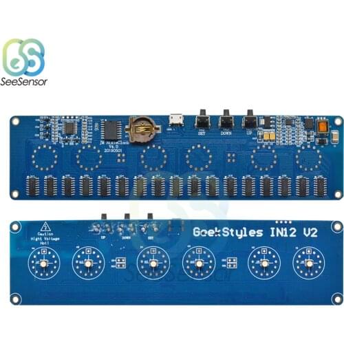 Micro USB 5V 1A Electronic DIY Kit IN12 Nixie Tube Digital LED Clock Gift Circuit Board Kit PCBA No Tubes
