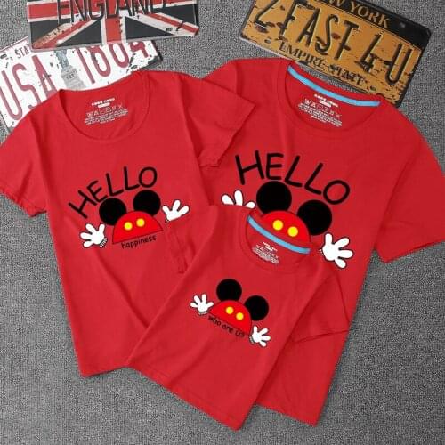 Disney Cartoon 1pc Mickey Alphabet Multicolor T-shirt Parent-Child Outfit Combed Cotton All-Match T-Shirt Family Outfits