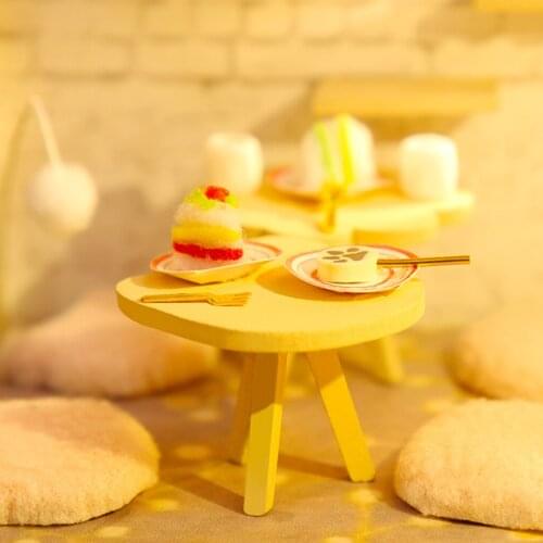 Dollhouse Cat Coffee Shop Kit LED Light Wooden 3D Puzzles Self Assembly