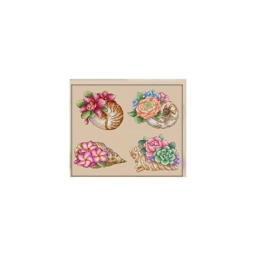 Conch Flower Counted Cross Stitch 11CT 14CT 18CT DIY Chinese Cross Stitch Kits Embroidery Needlework Sets