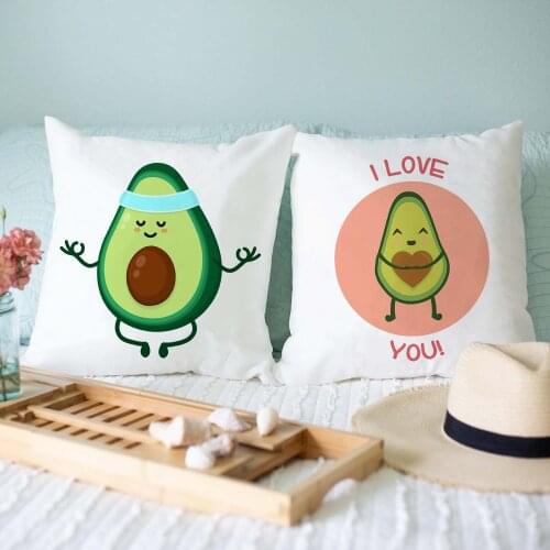 Avocado Print Pillowcase White Cushion Cover Cute Pattern Modern Home Decoration Polyester Decor Sofa Bed Nordic Throw Pillow