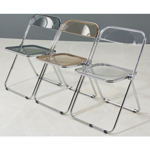 Nordic Folding Dining Chair Home Back Net Red Transparent Chair Modern Acrylic Crystal Dressing Stool