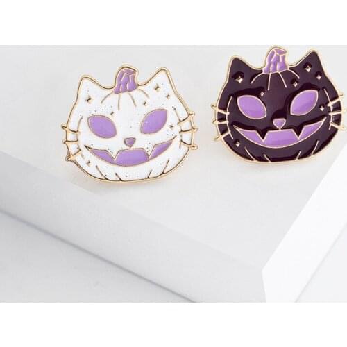 New Halloween Pin Brooches Funny Pumpkin Girl Accessories Purple White Brooch Jewelry For Women Men Holiday Party Gifts, 1 PC