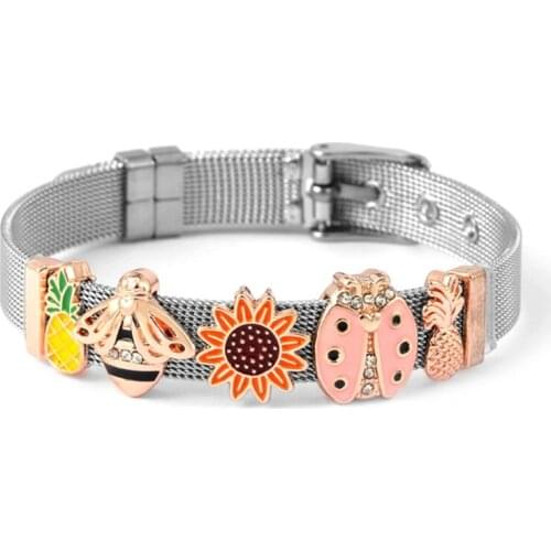 2021 New Sunflower Guardian Spring/Summer Combination Bracelet Stainless Steel Strap Bracelet DIY Boy Girl Bracelets Gifts