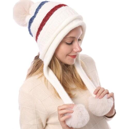 New Autumn and Winter Plus Cashmere Warm Knitted Hat Chenille Soft Ladies Woolen Hat