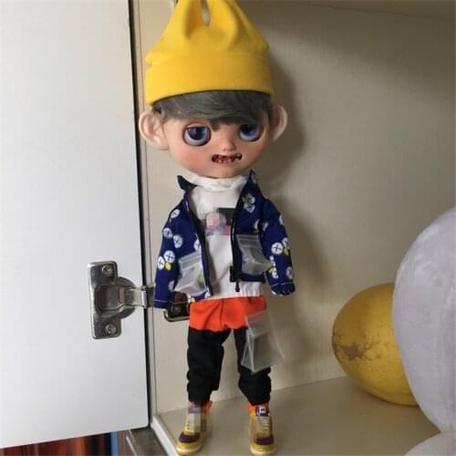 BJD Baby Clothing is suitable for 1/4 1/6 size Blythes fashion hoodie + jacket + cargo pants + hat + socks fashion 5 pieces suit