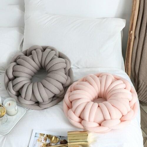 Solid Color Cushion Doughnut Shape Cushion Ring Pillows for Living Room Decor Personality Style Flower Tied Cushion With Core