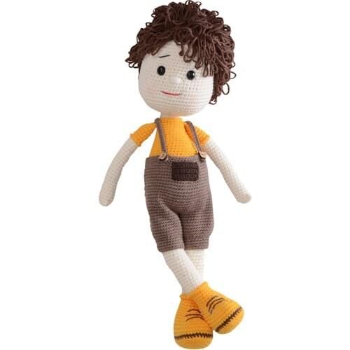 Organic Cotton Hand-Knitted Amigurumi Male Baby Toy & Sleep Mate 50 Cm