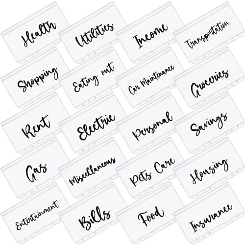 20 Pieces Binder Pockets A6 Size 6 Holes Binder Zipper Folders Notebook Binder PVC Loose Leaf Bags for 6 Ring Notebook Binder