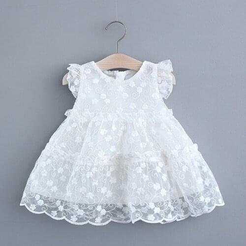 VOGUEON New Baby Girls Party Dresses Summer Fashion Infant Floral Embroidery Costumes Toddler Sleevless Clothes Birthday Outfits