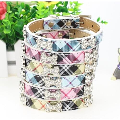 Pet Dog Harness Leash Check Bow Collar Rope Rhinestone Bling Charms Chain For Small Medium Pet Collar