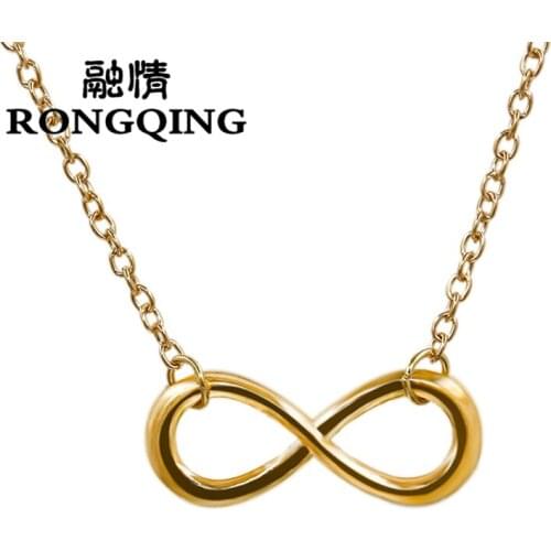 RONGQING 12pcs/lot 2018 Fashion 8 Pendant Necklace for Women girl Link Chain Jewelry Necklaces Party Gifts