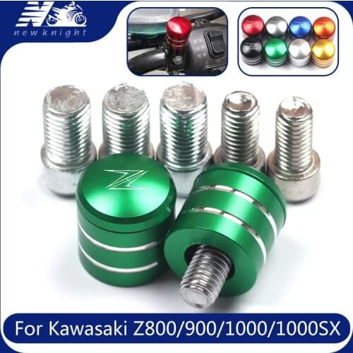 With Logo For Kawasaki Z800 Z900 Z1000/SX All Year Motorcycle CNC Aluminum Rearview Handlebar Mirror Bolt Screws Mount Adapter