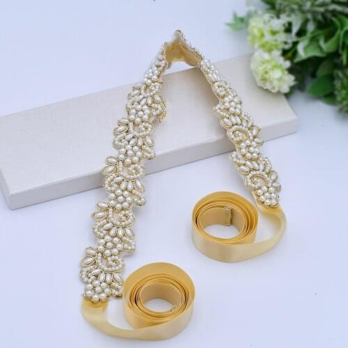 S412 Full Pearl Weave Wedding Belts Bride Bridesmaid Dress Accessories Belt Girl Prom Party Evening Dresses Sash Flowers Belts