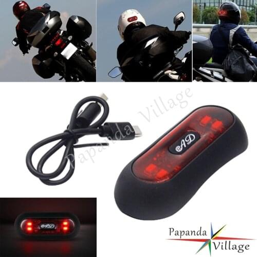 Universal LED Light Motorcycle Bike Helmet Night Ride Safety Smart Light Strip USB Charger Warning Blinker