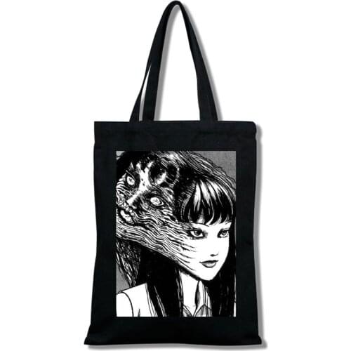 Japanese Manga Girls Shopping Bag Junji Ito Tomie Shintaro Kago Print Tote Bag Cartoon Hipster Print Casual Fashion