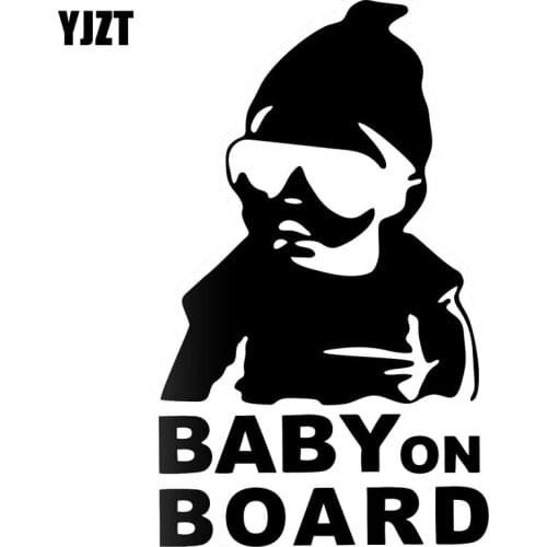 YJZT 9.8CM*16.2CM Baby On Board Vinyl Funny Cartoon Car Truck Stiker Black/Silver C10-0007