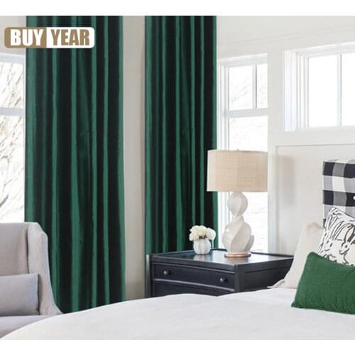Curtains for Living Room Bedroom Soft-fitting Design of Dark Green Glossy Italian Flannelette Stage Curtain Sofa Curtain