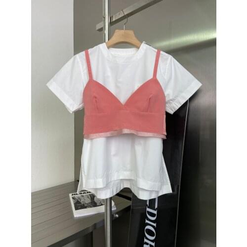 2021 Summer New High Quality Women Patchwork Short Sleeve Tops Female Casual T-Shirt Tee Gdnz 5.24