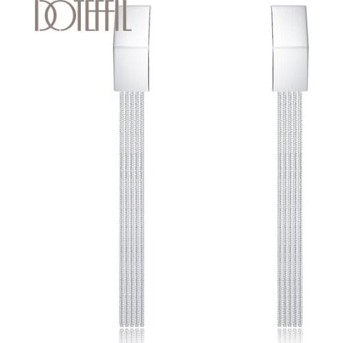 DOTEFFIL 925 Sterling Silver Earring For Women Geometric lines Earring Christmas Gift Party Wedding Fashion Jewelry