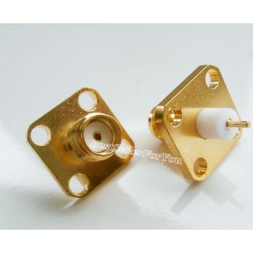 10Pcs SMA female jack 4-hole Flange Deck PTFE solder panel mount RF Connector