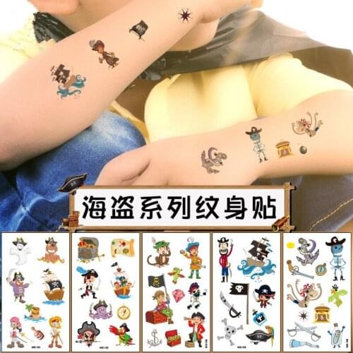 10pcs Pirate Temporary Tattoo Sticker Jake Captain Tattoo Body Sticker for Pirate Birthday Party Favors Supplies Kids Boys Girls