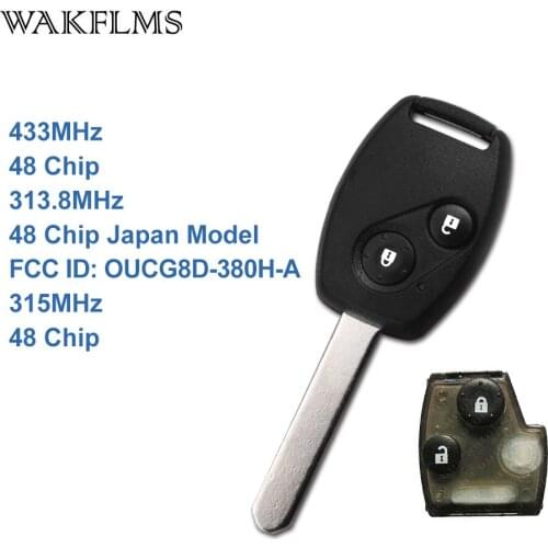 2 Button Remote Key 313.8MHz Fob for Honda Japan Model 2004 - 2005 Jazz with 13 48 Chip No Mark