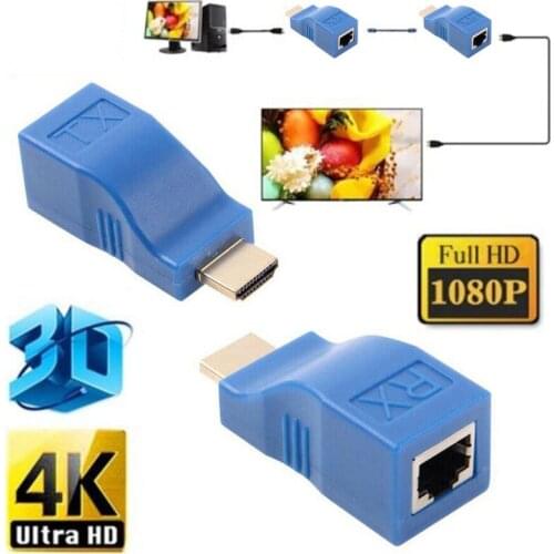 2pcs 1080P HDMI Extender To RJ45 Over Cat 5e/6 Network LAN Ethernet HDTV Adapter