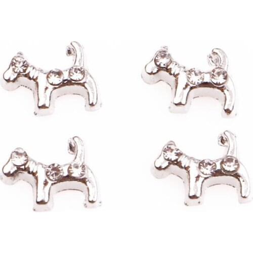 20 , 50)PCS/lot Rhinestones Dog Floating Locket Charms Fit For Magnetic Floating Locket Pendant Jewelrys
