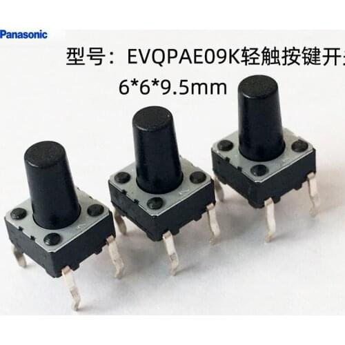 20piezas 500 mil veces la vida útil de los panans japonés Interruptor táctil ligero EVQPAE09K llave vertical 6*6*9.5 horno el