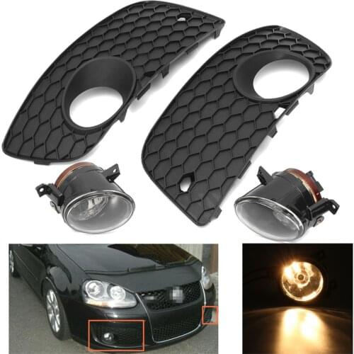 4Pcs Front Bumper Lower Fog Lamp Grille Cover with H11 Bulbs 1K0 853 665 For Volkswagen Golf MK5 GTI/GLI Jetta 2006-2009