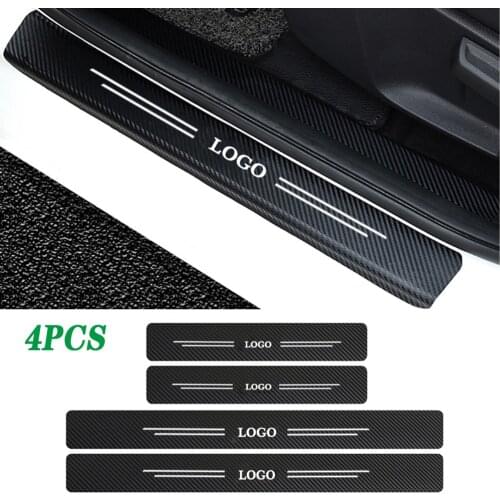 4PCS Car Door Sill Guard Carbon Fiber Stickers For MAZDA HONDA NISSAN Citroen For TOYOTA Mitsubishi Suzuki FORD For BMW Benz
