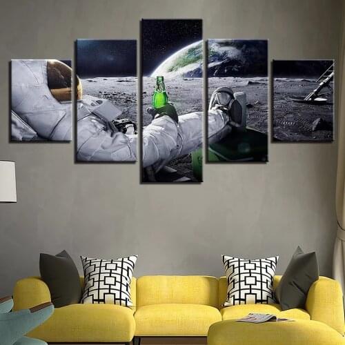 5 Piece Wall Art Canvas Astronaut In Space Modern Home Decor Poster Decorative Wall Pictures Canvas Painting for Room Decoration