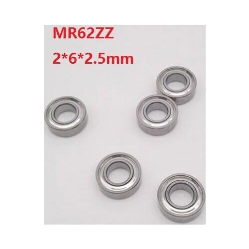 50/100/500pcs MR62ZZ MR62 ZZ MR62Z 2x6x2.5mm Double metal cover Miniature mini deep groove ball bearing 2*6*2.5mm