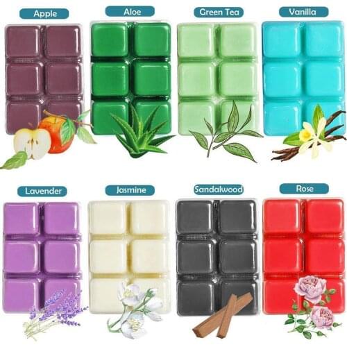 Scented Wax Melts Air Freshener, Soy Wax Warmer Cubes Green Lavender Jasmine Tea Sandalwood Vanilla Apple Rose Aloe I9C7
