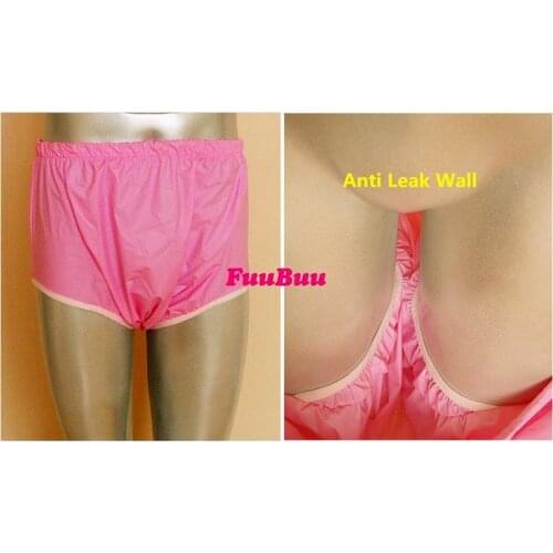 Free Shipping FUUBUU2217-pink-M-1PCS adult diapers non disposable diaper pvc incontinence shorts plastic pants ABDL
