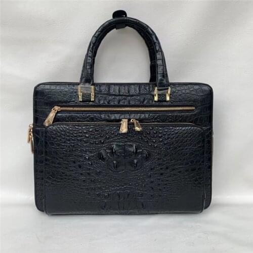Business Style Authentic Genuine Crocodile Skin Mens Laptop Briefcase Exotic Alligator Leather Male Large Top-handle Handbag