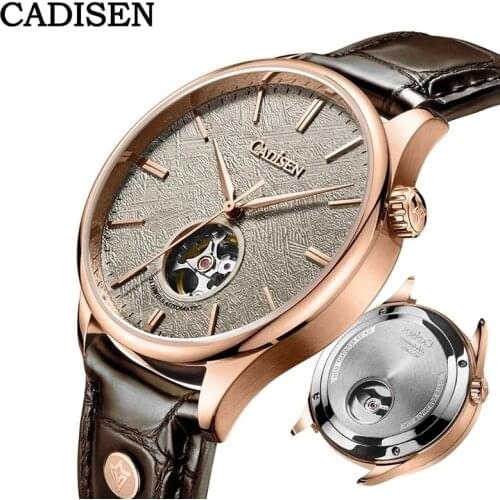 CADISEN Mechanical Watch Mens Fashion Sapphire Top Brand Luxury Mens Watch Retro Leather Waterproof Wristwatch Business People