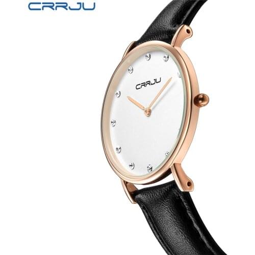 Super slim Quartz Casual Wristwatch Business JAPAN CRRJU Brand Leather Analog Quartz Watch Women Fashion 2017 relogio feminino