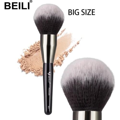 BEILI Black Soft Synthetic Hair Large Powder Long handle Makeup Brushes Cruelty Free Magic Foundation Cosmetic brush