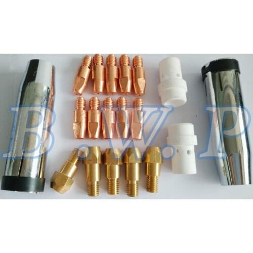 M8*30*1.2 Contact Tips Holders Nozzles Gas Diffusers Consumables Kit For 36KD MIG Welding Torch, 19pcs